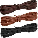 Lederband für Ketten,3 Rollen Lederband 3mm,Lederschnur Lederbänder Verschluss,3 Farben mit Leder 30m,Armbänder Basteln Kette,DIY Ersatz Lederschnürsenkel Zum Klassik,Wildleder Lederschnüre