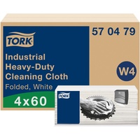 Tork Extra Starke Industrie Reinigungstücher Weiß W4, Mehrzweck, 4 × 60 Tücher, 570479