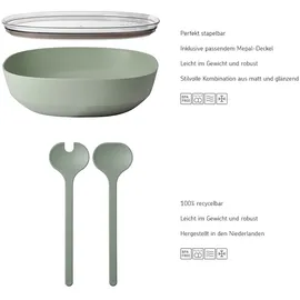 Mepal SILUETA Servierschale mit Deckel & Salatbesteck 4000 ml Nordic Sage