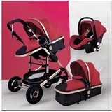 TPFLiving Kombi-Kinderwagen 3in1 Set - Modell 2 Stoff - Rot