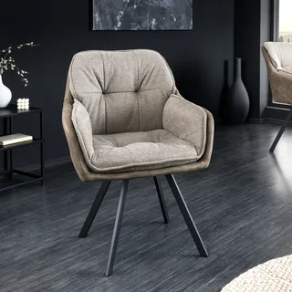 Drehbarer Stuhl MR. LOUNGER vintage taupe Mikrofaser Armlehne Esszimmerstuhl