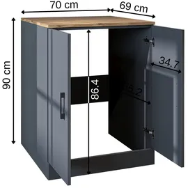 roomartstore.de Waschmaschinenumbauschrank 70 x 90 x 69 cm Weiß/Eiche/Anthrazit-Eiche/beige