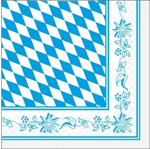 Mank Serviette Tissue Bayern 33 x 33 cm, 100 Stück - Volksfest Wiesn Bavaria bayerisch Rauten