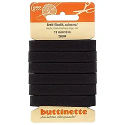 buttinette Gummiband "Standard-Elastik", schwarz, Breite: 12 mm, Länge: 10 m
