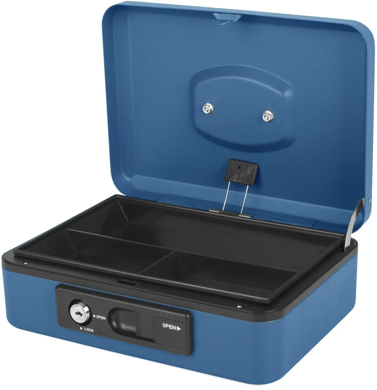 Deluxe Geldkassette mit praktischer Öffnungsfunktion 250mm, blau