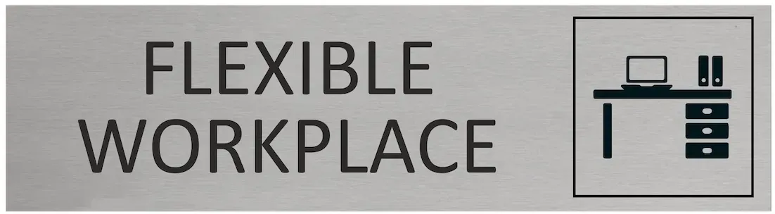 CombiCraft Aluminium Türschild Flexible Workspace 165x45mm mit 3M-Tape zur Befestigung, einfache Kennzeichnung von Räumen und Bereichen