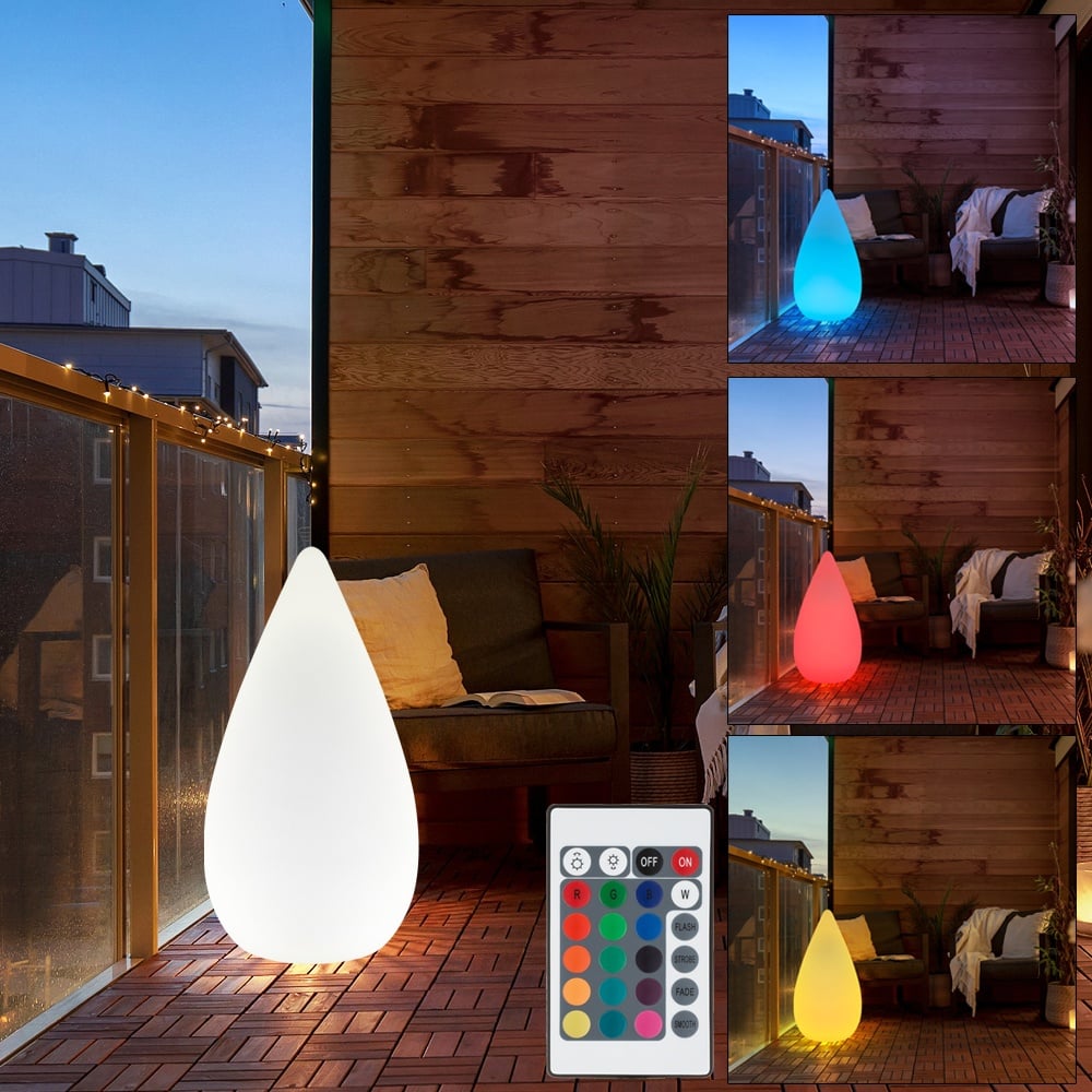 Außen Tischleuchte Fernbedienung LED Bodenleuchte RGB Outdoor Lampe Terrasse, Stimmungslicht IP44 Farbwechsler dimmbar, 1x LED 1,5W 45Lm 3000K, DxH 25x38cm