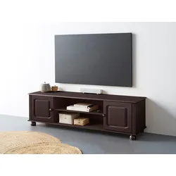 Lowboard HOME AFFAIRE "Mette", braun (dunkelbraun), B:160cm H:46cm T:40cm, FSC-zertifiziertes Massivholz, Sideboards, Kommode mit Kabeldurchführung und einem Einlegeboden
