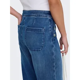 Only High-waist-Jeans "ONLMADISON HW BUTTON WIDE DNM GEN769NOOS", Damen, Gr. 27, Länge 30, blau (medium blau denim), Denim/Jeans, Obermaterial: 90% Baumwolle, 8% Polyester, 2% Elasthan, unifarben, relaxed fit knöchellang, Jeans High-Waist-Jeans