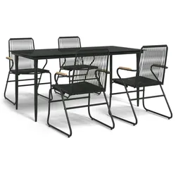 vidaXL 5-tlg. Garten-Essgruppe Schwarz PVC Rattan