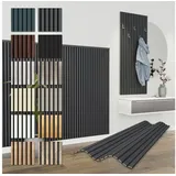 Hexim Wanddekoobjekt APH05 (Akustikpaneele 138,5x60cm - flexible Lamellenwand Holz MDF Wandpaneele Lamellenverkleidung Wandverkleidung Innendekoration schalldämmend (1 Paneel / 0,83 m2 Black Lead - APH05) schwarz
