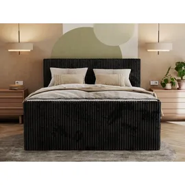 MKS Meble Boxspringbett mit zwei Bettkästen TILIANO KING DUO, Doppelbett aus Cordstoff, 7 Härtezonen Multipocket-Matratzen, Doppelbett mit Staura... - Schwarz