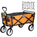Famanu Bollerwagen Orange - Faltbar, Verstellbarer Griff, 80kg Tragkraft, 90L - Orange/Gelb