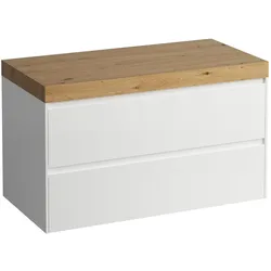 LAUFEN LANI Waschtischplatte ohne Ausschnitt mit Unterschrank 100 cm mit 2 Schubladen H4065601122661, Badmöbel,