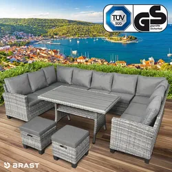Polyrattan Garten Sitzgruppe FAMILY grau/anthrazit