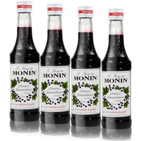 4x Monin Schwarze Johannisbeere Sirup, 250 ml Flasche - für Cocktails, zum Kaff