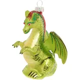 Krebs Glas Lauscha - Christbaumschmuck/Weihnachtsbaumanhänger aus Glas - Motiv: Drache - Farbe: Grün - Größe: 12 cm