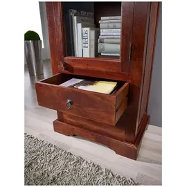 Massivmoebel24 Vitrine Akazie 65 x 44 x 191 cm Braun