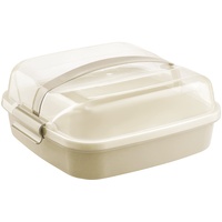 DOMOTTI Kuchenbehälter mit Deckel Dolce 26 x 26 x 12 cm creme transparent quadratisch Kuchentransportbox Kuchenbox Behälter