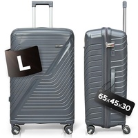 DS-Lux Hartschalen Reisekoffer Grau Größe L 65x45x30 cm und wiegt 3,9 kg | Hartschalenkoffer Mittelgroß aus PP-Kunststoff, Koffer mit TSA Schloss, Reisekoffer mit Rollen