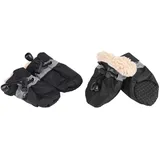 Cyrank 4 Stück Winterschuhe für Hunde, Fleece, warm, Schnee, rutschfest, Hundestiefel, Pfotenschutz für kleine, mittelgroße Hunde, Schnee, Regen, Laufen(4-Schwarz)
