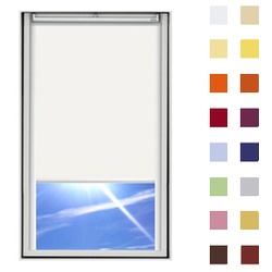 Dachfensterrollo guenstig nach Maß, Stoff Polyester, Farbe weiss, mit Kassette oder als Springrollo, weitere 120 Farben im Shop