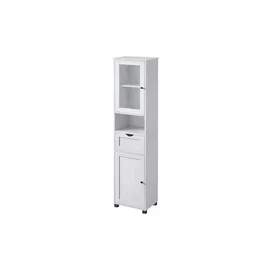 VASAGLE Badschrank 40 x 30 x 165 cm Weiß Holz/Kunststoff/Spanplatte