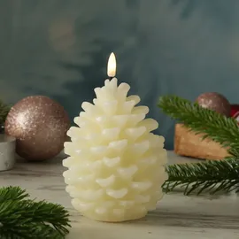 MARELIDA LED Kerze Tannenzapfen 15,5 cm creme