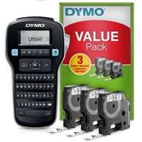 DYMO LabelManager 160 Label Maker Starter Kit, Monochrom | Handetikettiermaschine | mit 3 Rollen D1 Etikettenband | QWERTY Tastatur | ideal für Büro oder Zuhause,