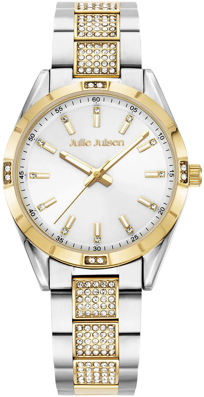 Quarzuhr JULIE JULSEN "Julie Julsen Sport Gold Bicolor, JJW3105SYGM" Armbanduhren goldfarben (silbergoldfarben) Damen Quarzuhren Glitzer