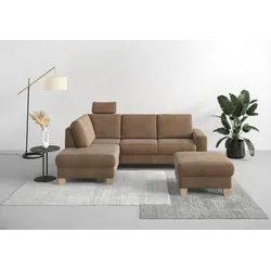 Ecksofa HOME AFFAIRE "Summer L-Form", braun (latte), B:236cm H:91cm T:170cm, 100% Polyester, Sofas, mit Ottomane, wahlweise mit Bettfunktion und Bettkasten, Cord-Bezug