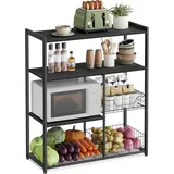 VASAGLE Küchenschrank Standregal 35 x 80 x 93,5 cm Grau-Schwarz