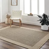 livabliss Cairns Outdoor Teppich 120x170 cm – Wetterfester Boho Teppich für Balkon, Terrasse & Garten – Beige & Schwarz