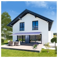Home Deluxe Vollkassetenmarkise ELOS - Farbe: Marineblau-weiß, Maße: 395