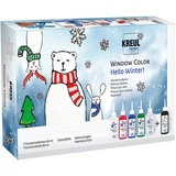 Kreul Window Color "Hello Winter" für Kinder, Komplettset mit brillanten KREUL Fenstermalfarben, Glitzerfarbton und Motivvorlagen