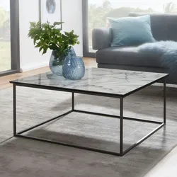 Kadima Design Quadratischer Couchtisch Marmor-Optik, Modern, Pflegeleicht. 80x80x38 cm