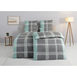 Tom Tailor Ole Renforcé grau/mint 135 x 200 cm + 80 x 80 cm