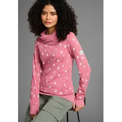 Sweatshirt, Langarm mit Daumenlöchern, figurbetonter Schnitt, Schlauchkragen, Gr. 36/38 (S), himbeere-gemustert, , 32289019-36