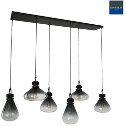 Steinhauer Pendelleuchte FLERE, 6-flammig, 6x E27, Rauchglas mit Verlauf, grau/klar STE-2672ZW
