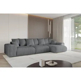 altdecor Ecksofa Cord mit Schlaffunktion 2-Sitzer Dunkelgrau