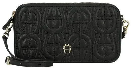 AIGNER Diadora Umhängetasche Leder 19 cm  schwarz