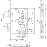 BKS Fluchttürschloss B-23200-06-R-8 1-flg. Funktion B, Rundstulp 20, PZ 80 rechts