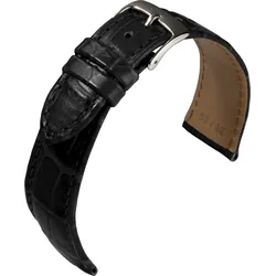Eulit Krokodil- / Alligatorleder Alligator Classic 19mm" E58544619102" - schwarz