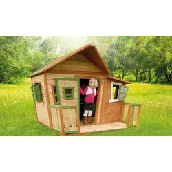Kinderhütte Lena - Braun, Grün - 	180 x 180 x 167 cm - aus Zedernholz