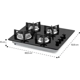 Klarstein Gaskocher 4-Flammig, 7,6 kW Einbau-Gaskocher für Innenbereich, Edelstahl-Gaskocher für Wohnmobil, 4-Flammiger Gaskocher, Gasherde mit Triangel-brenner, Moderner Einbau Gasherd, Gas