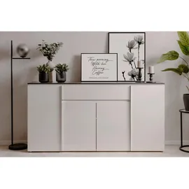 Livetastic Sideboard Weiß Hochglanz, Kunststoff, 3 Fächer, 1 Schubladen, 177.5x92x40 cm, B: 177,5 H: 92 T: 40.0