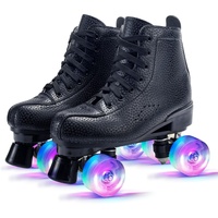 Rollschuhe für Mädchen/Frauen,Damen Klassische Retro Rollschuhe,4 Glänzend Rollschuhe Quad Kinder Skates,PU Leder Erwachsene Rollschuhe für Innen/Outdoor,ideal für Anfänger