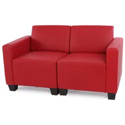 Modular 2-Sitzer Sofa Couch Moncalieri, Kunstleder ~ rot