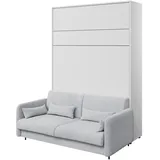 MEBLINI Schrankbett mit Sofa Bed Concept - Wandbett mit Lattenrost - Klappbett mit Schrank - Wandklappbett - Murphy Bed - BC-12-160x200cm Vertikal - Weiß Matt/Grau