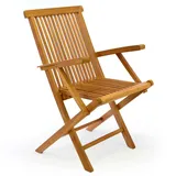 VCM Gartenstuhl mit Armlehne Teak Holz klappbar massiv behandelt Maße: H. 89 cm x B. 57 cm x T. 62 cm